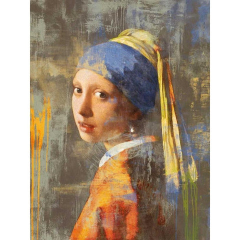 Vermeers Girl 2.0 White Modern Wood Framed Art Print by Chestier, Eric
