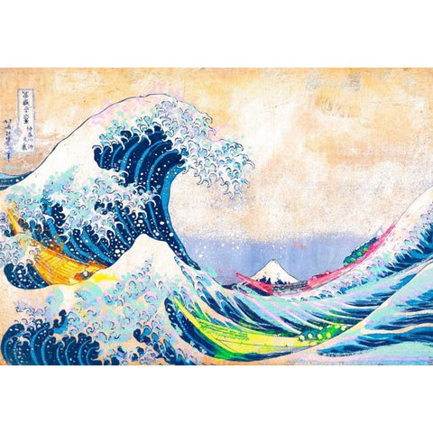 Hokusais Wave 2.0 Black Modern Wood Framed Art Print with Double Matting by Chestier, Eric