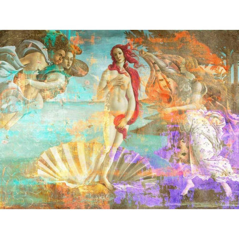 Botticellis Venus 2.0 Black Modern Wood Framed Art Print with Double Matting by Chestier, Eric