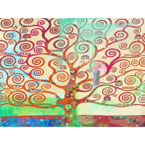 Klimts Tree 2.0 Black Modern Wood Framed Art Print with Double Matting by Chestier, Eric