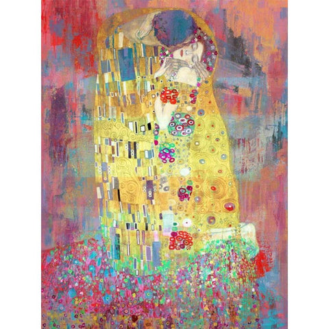 Klimts Kiss 2.0 Black Modern Wood Framed Art Print by Chestier, Eric