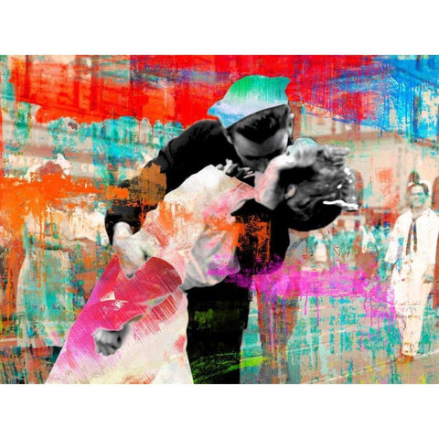 Kissing the War Goodbye 2.0 Gold Ornate Wood Framed Art Print with Double Matting by Chestier, Eric