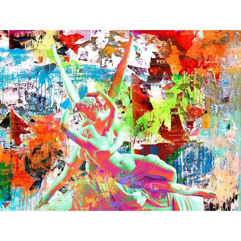 Cupid and Psyche Black Modern Wood Framed Art Print with Double Matting by Eric, Chestier