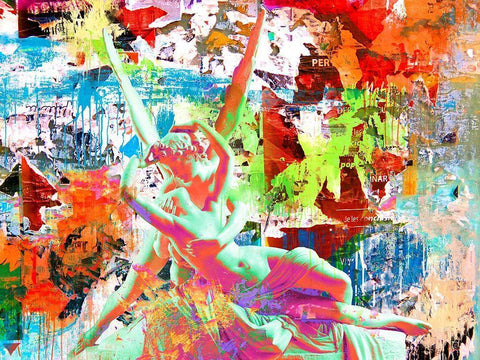 Cupid and Psyche White Modern Wood Framed Art Print with Double Matting by Eric, Chestier