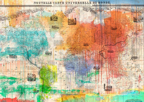 Map of the World 2.0 White Modern Wood Framed Art Print with Double Matting by Eric, Chestier