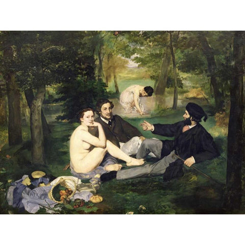 Le dejeuner sur l herbe Gold Ornate Wood Framed Art Print with Double Matting by Manet, Edouard