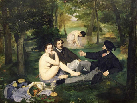 Le dejeuner sur l herbe White Modern Wood Framed Art Print with Double Matting by Manet, Edouard