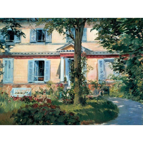 The House at Rueil  Black Modern Wood Framed Art Print with Double Matting by Manet, Edouard