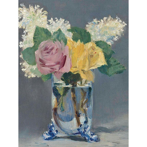 Lilas et roses White Modern Wood Framed Art Print by Manet, Edouard