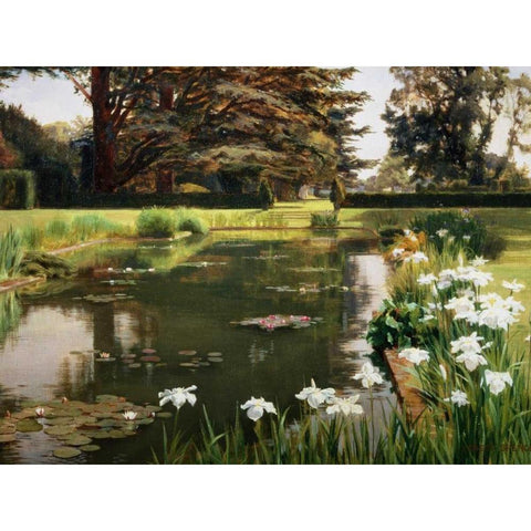 The Garden Sutton Place England White Modern Wood Framed Art Print by Spence, Ernest