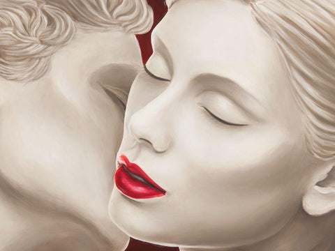 Eternal Lovers (detail) White Modern Wood Framed Art Print with Double Matting by Eleanor, Setti