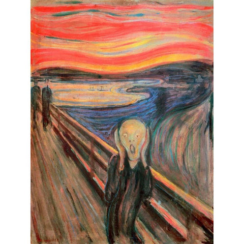 The Scream White Modern Wood Framed Art Print by Munch, Edvard