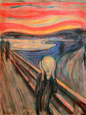 The Scream White Modern Wood Framed Art Print with Double Matting by Munch, Edvard