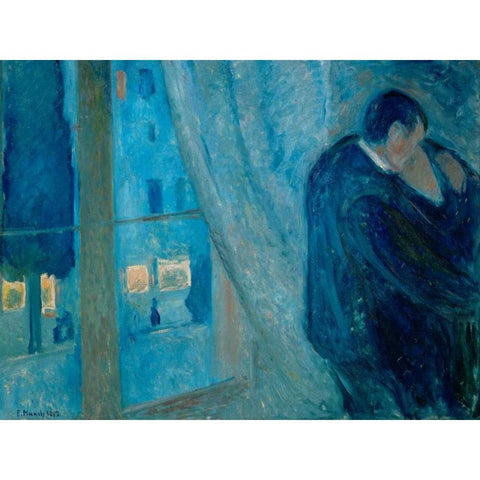 The Kiss Black Modern Wood Framed Art Print with Double Matting by Munch, Edvard