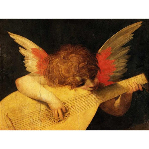 Angelo musicante (detail) Black Modern Wood Framed Art Print with Double Matting by Rosso Fiorentino