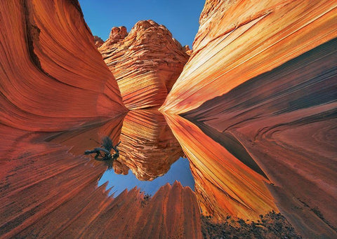 The Wave in Vermillion Cliffs, Arizona Black Ornate Wood Framed Art Print with Double Matting by Frank, Krahmer