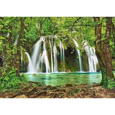 Cascade des Tufs (Alps- French Jura) White Modern Wood Framed Art Print by Krahmer, Frank
