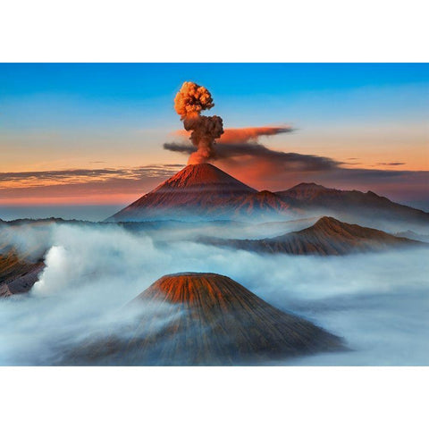Semeru- Bromo- Batok Volcanoes- Java- Indonesia Gold Ornate Wood Framed Art Print with Double Matting by Krahmer, Frank
