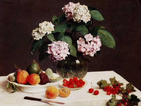 Still Life (detail) White Modern Wood Framed Art Print with Double Matting by Fantin-Latour, Henri