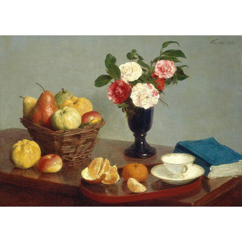 Still Life White Modern Wood Framed Art Print by Henri,  Fantin-Latour