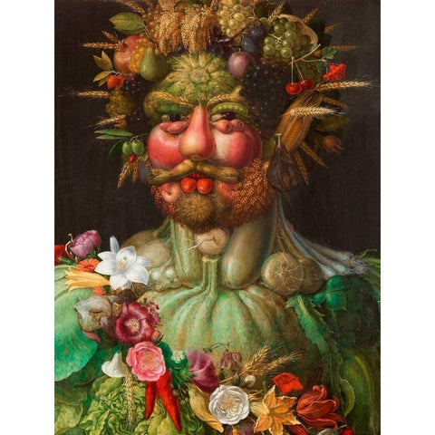 Rudolf II of Habsburg as Vertumnus White Modern Wood Framed Art Print by Arcimboldo, Giuseppe