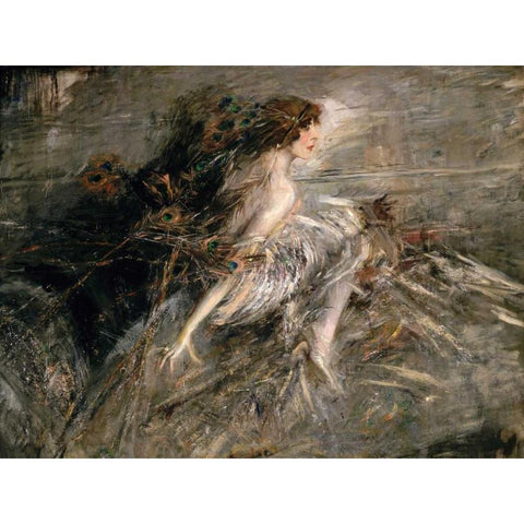 The Marchesa Luisa Casati Black Modern Wood Framed Art Print with Double Matting by Boldini, Giovanni