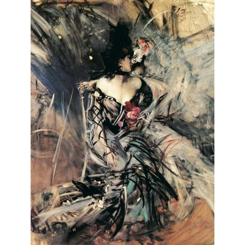 Ballerine spagnole al Moulin Rouge Gold Ornate Wood Framed Art Print with Double Matting by Boldini, Giovanni