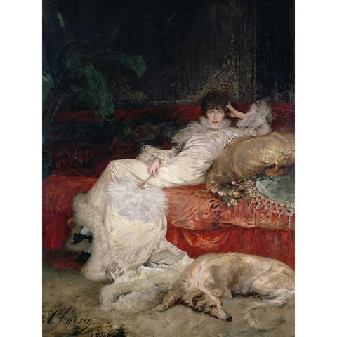 Sarah Bernhardt Gold Ornate Wood Framed Art Print with Double Matting by Clairin ,Georges