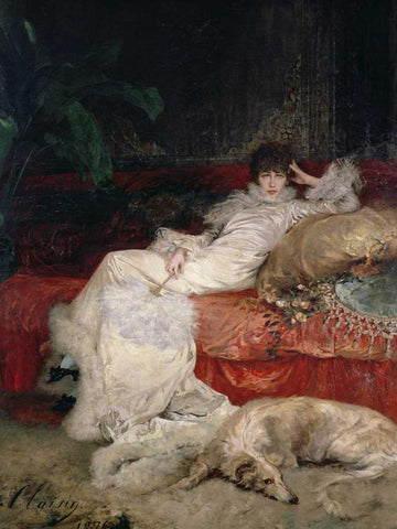 Sarah Bernhardt Black Ornate Wood Framed Art Print with Double Matting by Clairin ,Georges