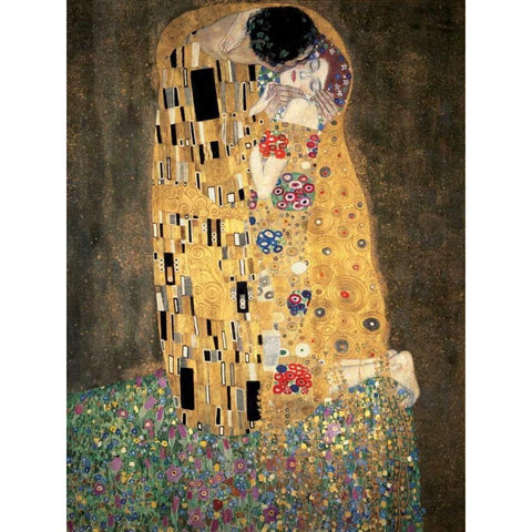 The Kiss Gold Ornate Wood Framed Art Print with Double Matting by Klimt, Gustav