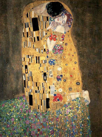 The Kiss White Modern Wood Framed Art Print with Double Matting by Klimt, Gustav