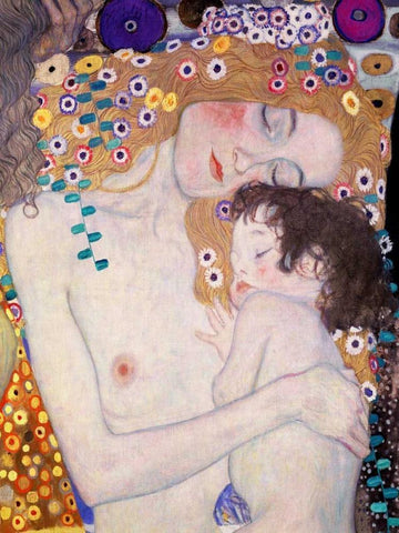 Le Tre eta della donna Black Ornate Wood Framed Art Print with Double Matting by Klimt, Gustav