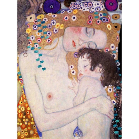 Le Tre eta della donna Black Modern Wood Framed Art Print with Double Matting by Klimt, Gustav