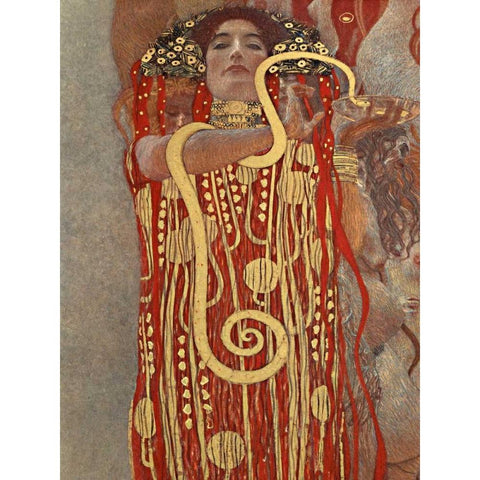 Medicina Black Modern Wood Framed Art Print with Double Matting by Klimt, Gustav