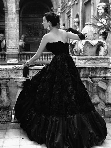 Black Evening Dress Roma 1952 White Modern Wood Framed Art Print with Double Matting by Naylor, Genevieve