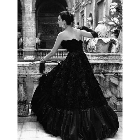 Black Evening Dress Roma 1952 White Modern Wood Framed Art Print by Naylor, Genevieve