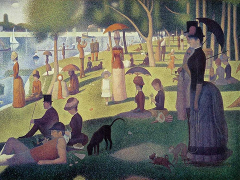 Apres-midi a l le de La Grande Jatte Black Ornate Wood Framed Art Print with Double Matting by Seurat, Georges