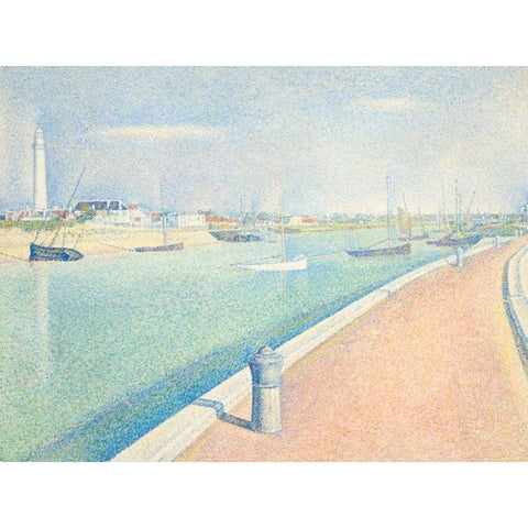 The Channel of Gravelines Gold Ornate Wood Framed Art Print with Double Matting by Seurat, Georges