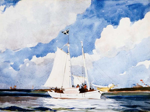 Fishing Schooner, Nassau  White Modern Wood Framed Art Print with Double Matting by Homer, Winslow