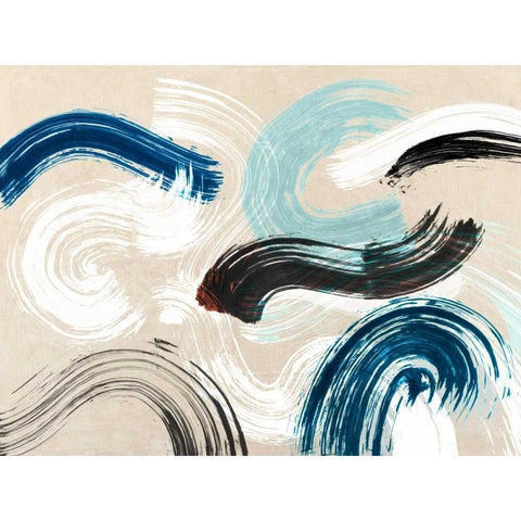 Waves Black Modern Wood Framed Art Print by Ikeda, Haru