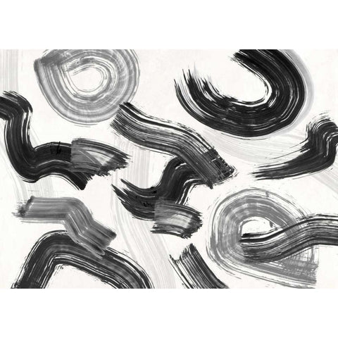 Happening Black Modern Wood Framed Art Print with Double Matting by Ikeda, Haru