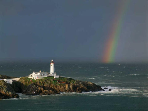 Rainbow over Fanad-Head Ireland White Modern Wood Framed Art Print with Double Matting by Guichard, Jean