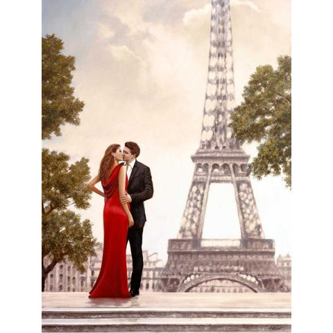 Romance in Paris I Gold Ornate Wood Framed Art Print with Double Matting by Silver, John