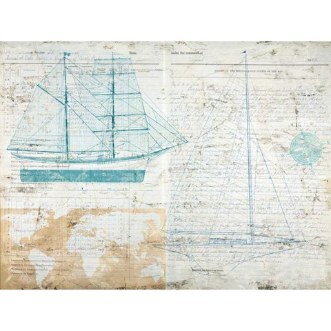 Classic Sailing White Modern Wood Framed Art Print by Joannoo