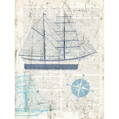 Classic Sailing I Black Modern Wood Framed Art Print with Double Matting by Joannoo