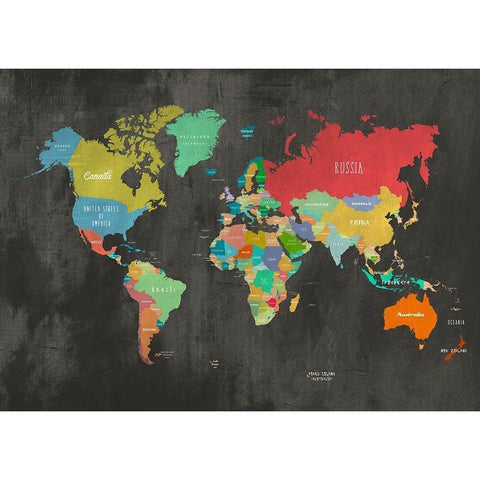 Modern Map of the World - Chalkboard White Modern Wood Framed Art Print by Joannoo