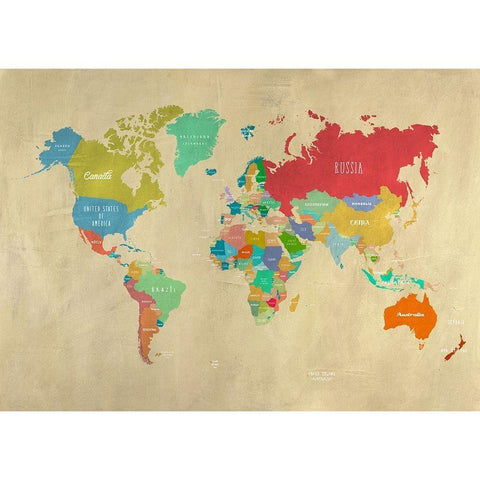 Modern Map of the World Black Modern Wood Framed Art Print with Double Matting by Joannoo