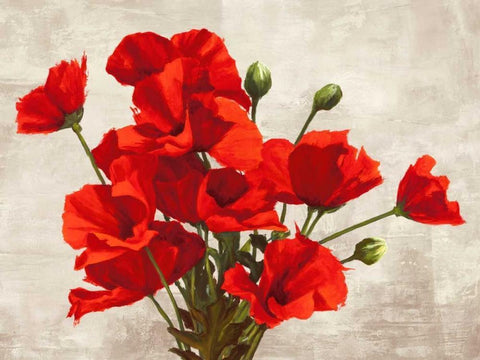 Bouquet of Poppies Black Ornate Wood Framed Art Print with Double Matting by Thomlinson, Jenny