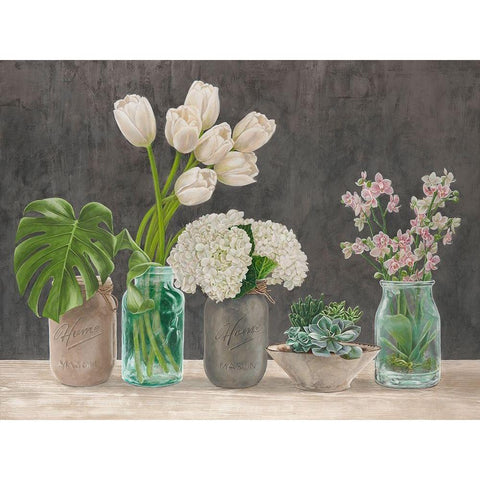 Spring Arrangement I Black Modern Wood Framed Art Print with Double Matting by Thomlinson, Jenny