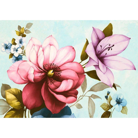 Purple Azaleas Black Modern Wood Framed Art Print with Double Matting by Keiko, Rei